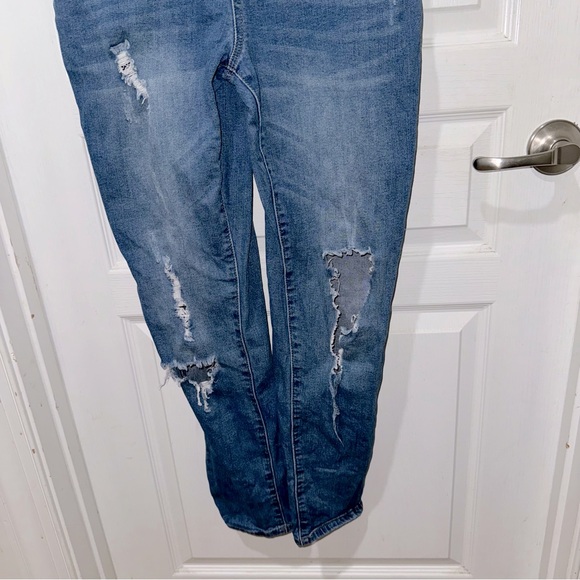 Others Follow Melanie Distressed Overalls in Classic Blue Ladies M stretch - Picture 4 of 14